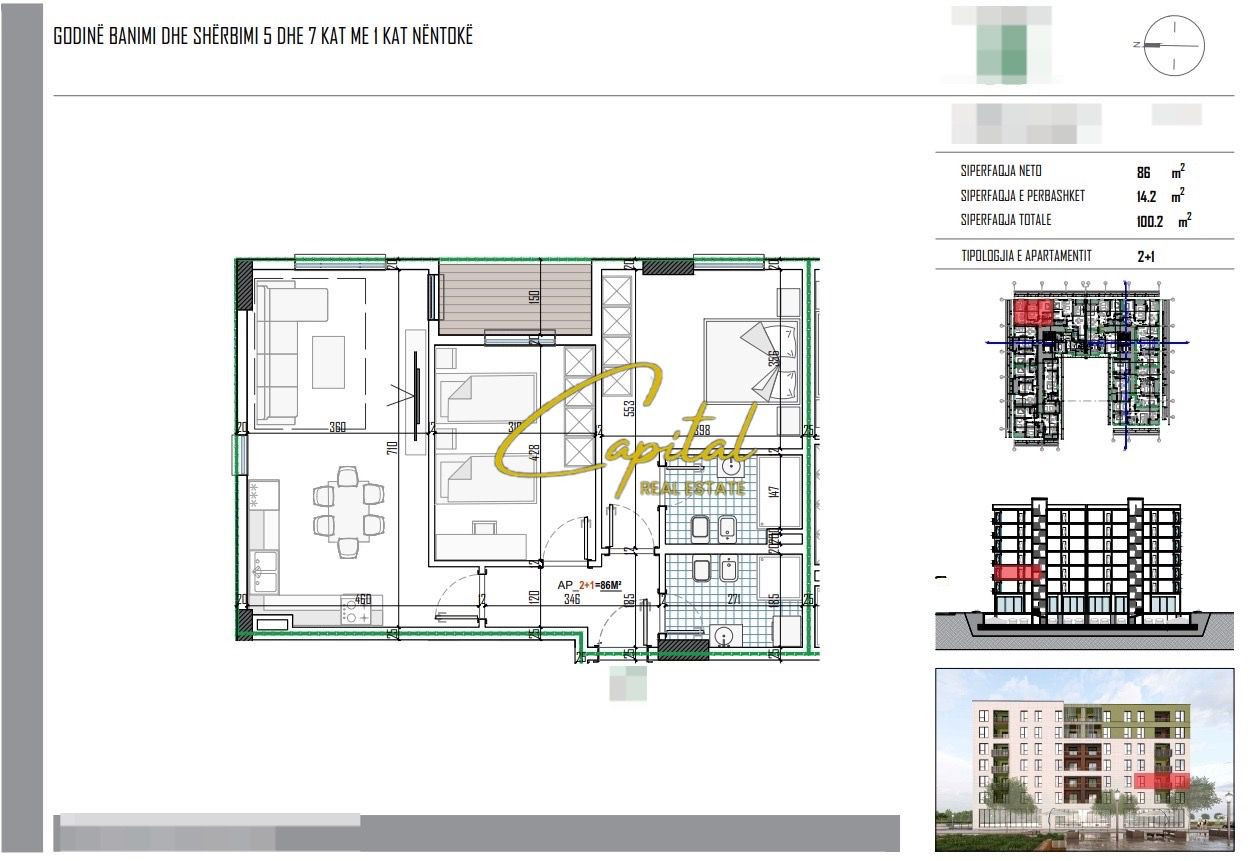 Shitet apartament 2+1 paskuqan 121.000 euro