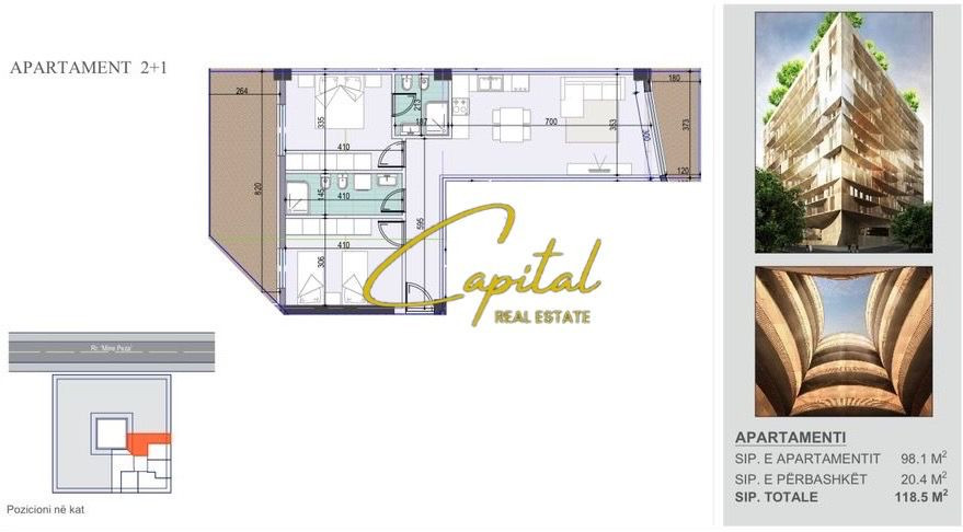 Ambient biznesi me qera 120 m2 kompleksi golden tower 1.200 euro