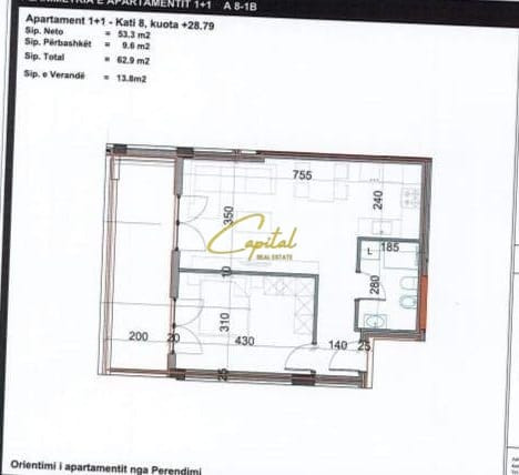 Shitet apartament 1+1 ish parku 126.000 euro