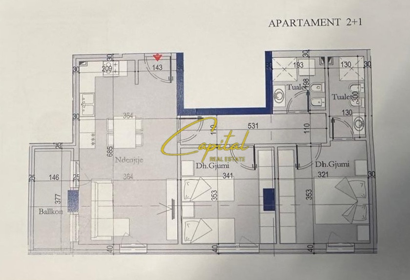 Shitet apartament 2+1 ish sheshi shqiponja 126.000 euro