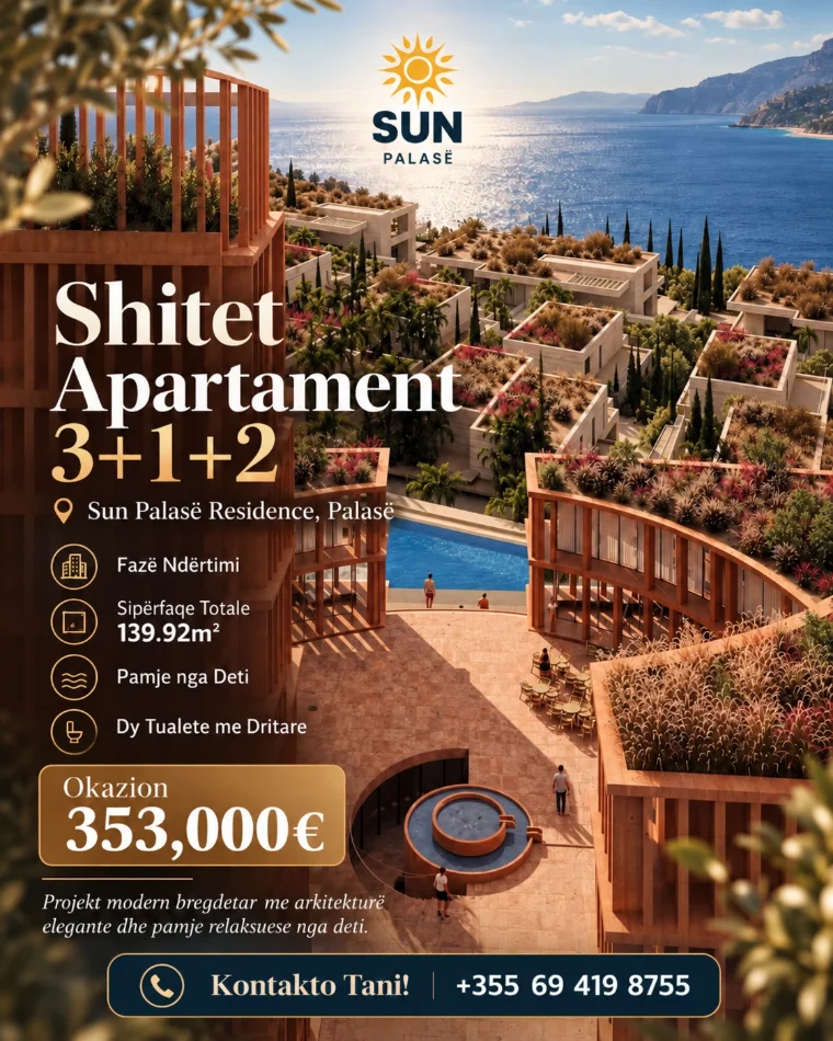 Dhermi - Palase, shitet apartament 3+1 , 140 m² 353.000 € (Palase, Sun Palase Residence)