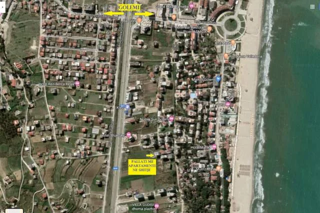 Golem-Plazh, Shitet, Apartament 1+1, kat 1, pallat i ri 5-kate, siperfaqe 44 m², Cmimi 95'000€, nga deti 350m / 5-min këmb / referuar kompleksit  