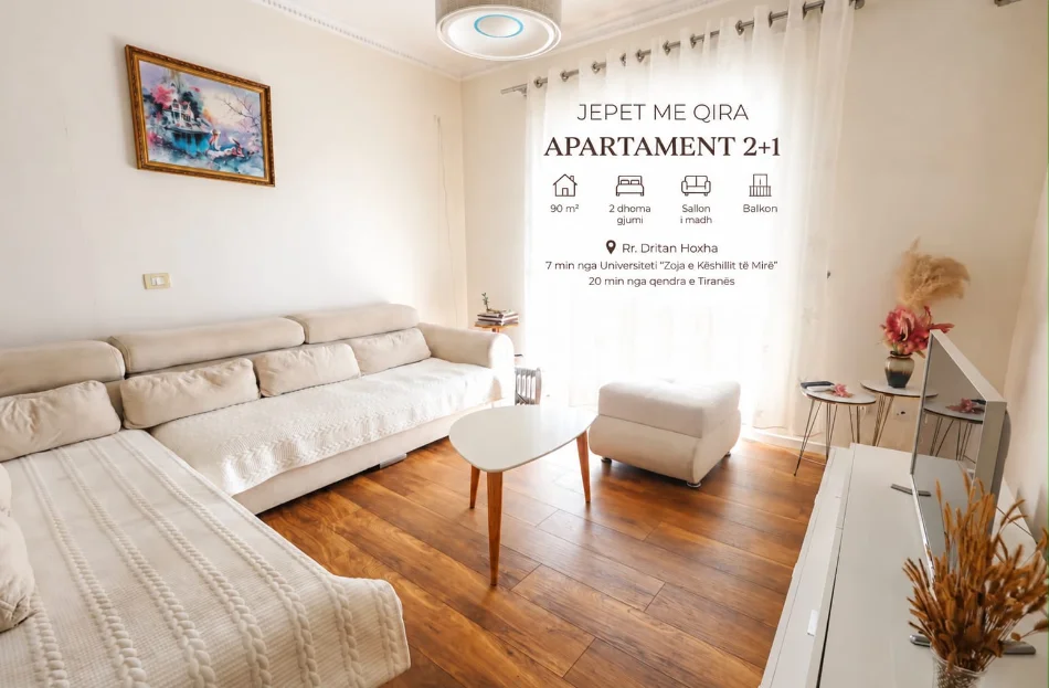 🏡 Jepet me qera super apartament 2+1 ne Rrugen Dritan Hoxha prane te Universiteti Katolik Zoja E Keshillit te Mire📍