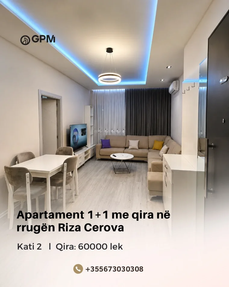 Jepet me qira apartament 1+1 në Rrugën Riza Cerova, i mobiluar dhe i organizuar për një jetesë komode.