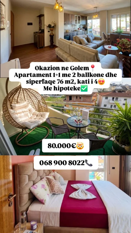 Mali Robit, shitet apartament 1+1+Aneks+Ballkon Kati 4, 75 m² 80.000 € (mali i robit)