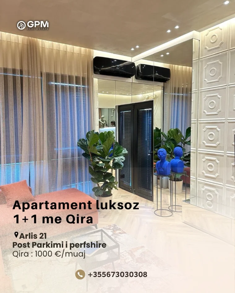 Ofrohet me qira apartament 1+1 tek Arlis 21, i mobiluar në mënyrë moderne dhe i menduar për rehati maksimale në çdo detaj.