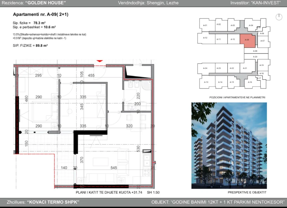 🏢  SHITET APARTAMENT 2+1 NË SHËNGJIN  per 1,200 €/m²