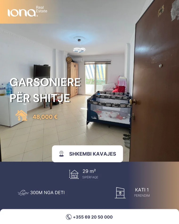 Shkembi Kavajes, shitet garsonier Kati 1, 29 m² 48.000 €