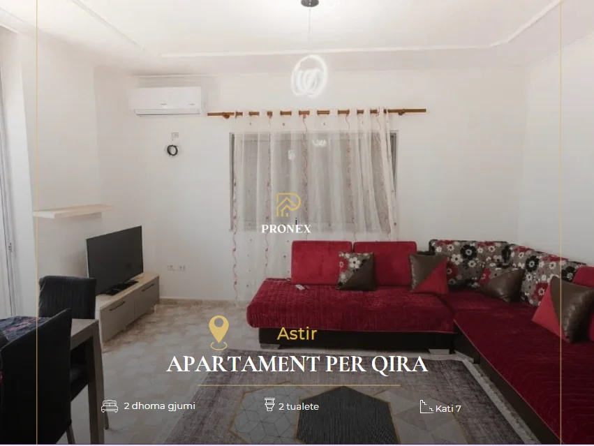 Shqiperi, jepet me qera apartament 2+1+Ballkon Kati 7, 90 m² 480 € (Astir, afer Vila L)