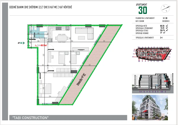 Shqiperi, shitet apartament 2+1+Ballkon Kati 3, 105 m² 141.888 € (Paskuqan)