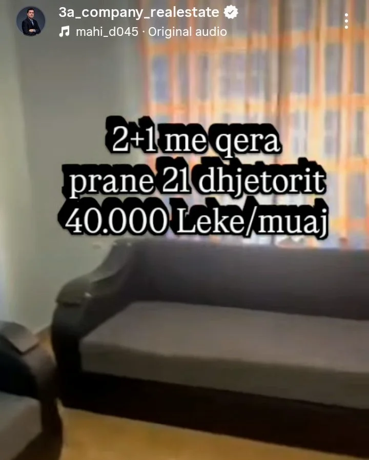 Tirane, 21 dhjetori, jepet me qera apartament 2+1+Ballkon , 80 m²,  40.000 leke/muaj