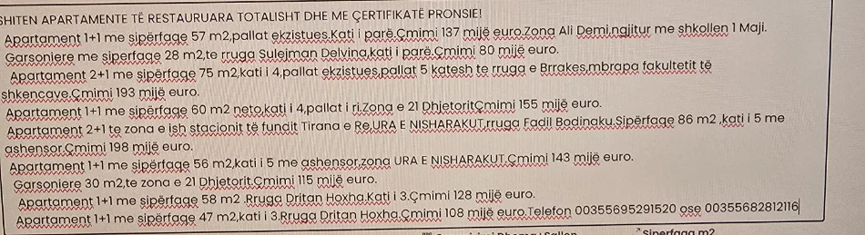 Tirane, Liste me oferta apartament 1+1+Ballkon Kati 3, 47 m² 108.000 € (DRITAN HOXHA)