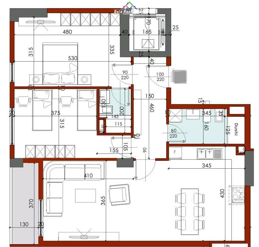 Tirane, apartament 2+1 Kati 2, 106 m² 203.000 € (Rruga aleksander Moisiu)