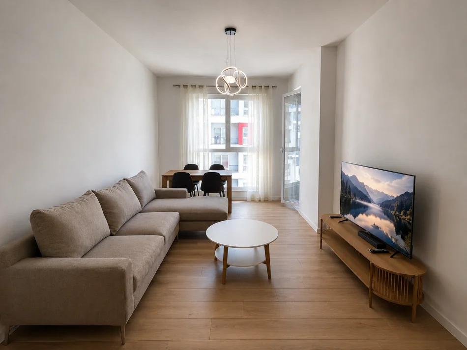 Tirane, jap me qera apartament 2+1+2 tualete+ Ballkon Kati 6, 90 m², 47,000 Lekë (Univers City)