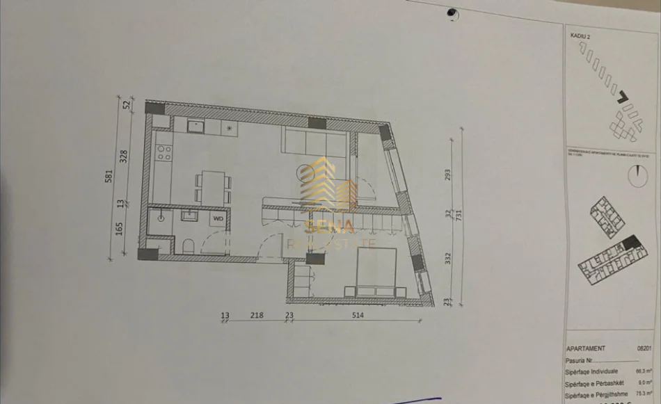 Tirane, jepet me qera apartament 1+1+Ballkon Kati 2, 75 m² 120.500 € (Ali Demi, Rezidenca Kadiu)