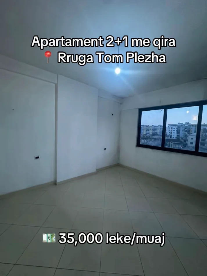 Tirane, jepet me qera apartament 2+1 , 350 € (Rruga Tom Plezha)