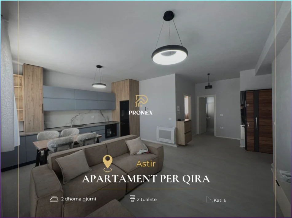 Tirane, jepet me qera apartament 2+1+Ballkon Kati 6, 100 m² 720 € (Astir, River Residence)