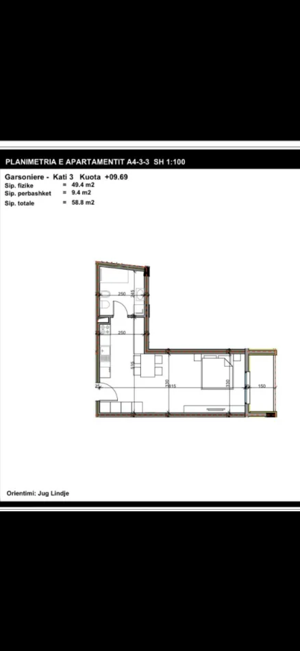 Tirane, shes apartament 1+1 Kati 3, 59 m² 69.000 € (Paskuqan)