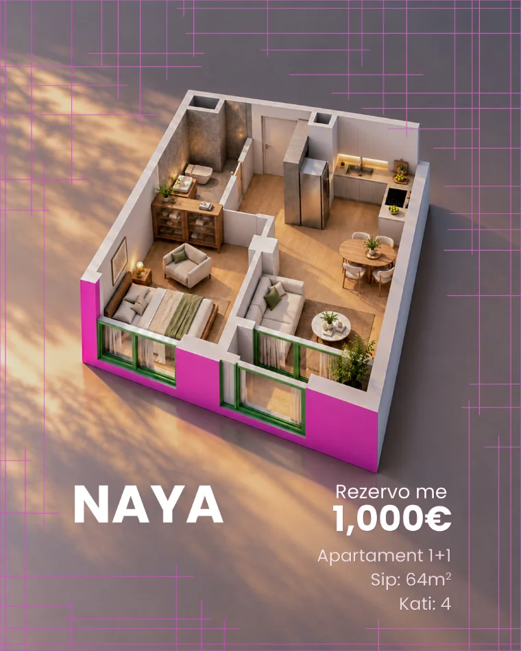 Tirane, shes apartament 1+1 Kati 4, 64 m² (Rreth rrotullimi i shkozes)