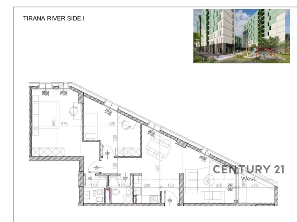 Tirane, shes apartament 2+1+Aneks+Ballkon Kati 7, 114 m² 228.600 € (RIVER SIDE RESIDENCE)