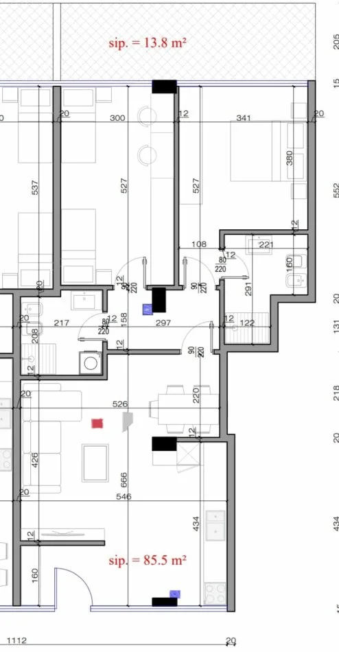 Tirane, shes apartament 2+1 Kati 0, 109 m² (Rruga e Dajtit)