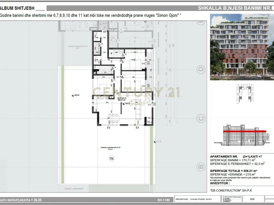 Tirane, shes apartament+verande | Penthouse 3+1+Aneks+Ballkon , 425 m² 470.000 € (MEI’S GARDEN RESIDENCE)