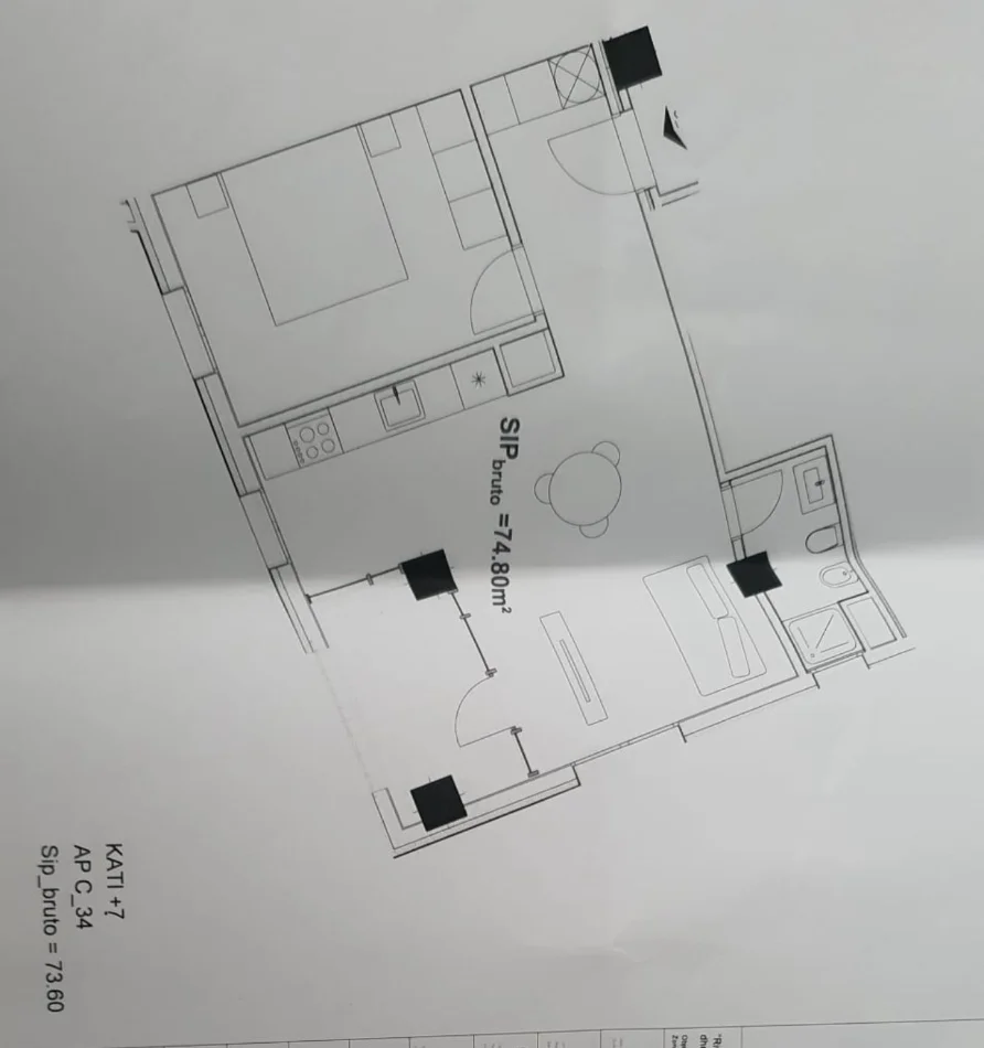 Tirane, shitet apartament 1+1+Aneks+Ballkon Kati 7, 74 m² (River Park Rezidenc)