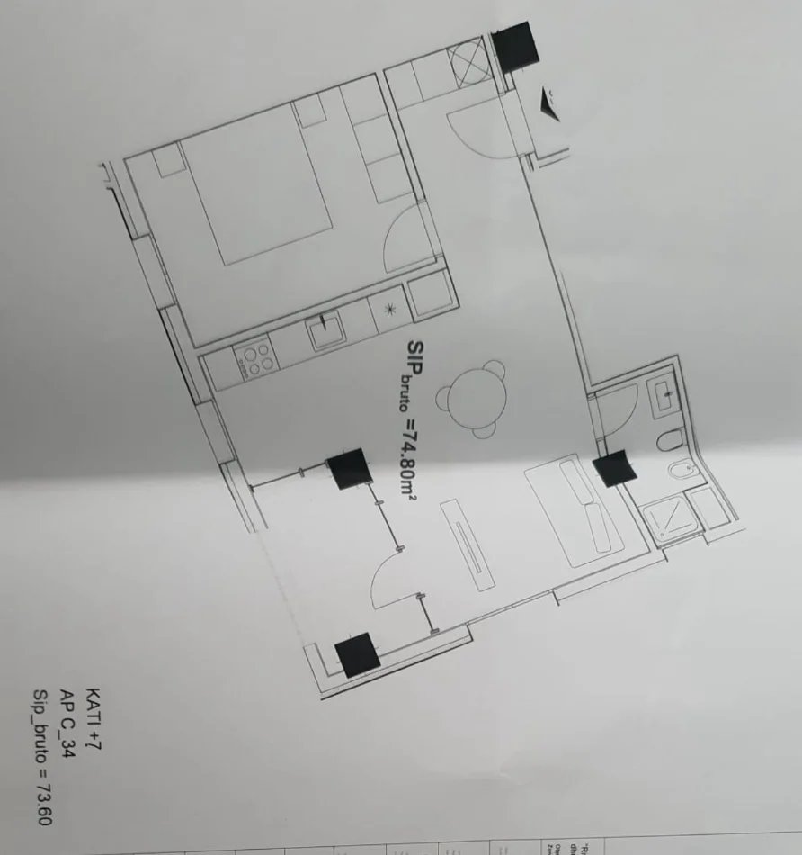 Tirane, shitet apartament 1+1+Aneks+Ballkon Kati 7, 74 m² (River Park Rezidenc)