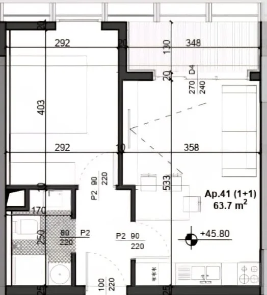Tirane, shitet apartament 1+1+Ballkon Kati 14, 63 m² 172.000 € (Zogu i Zi)