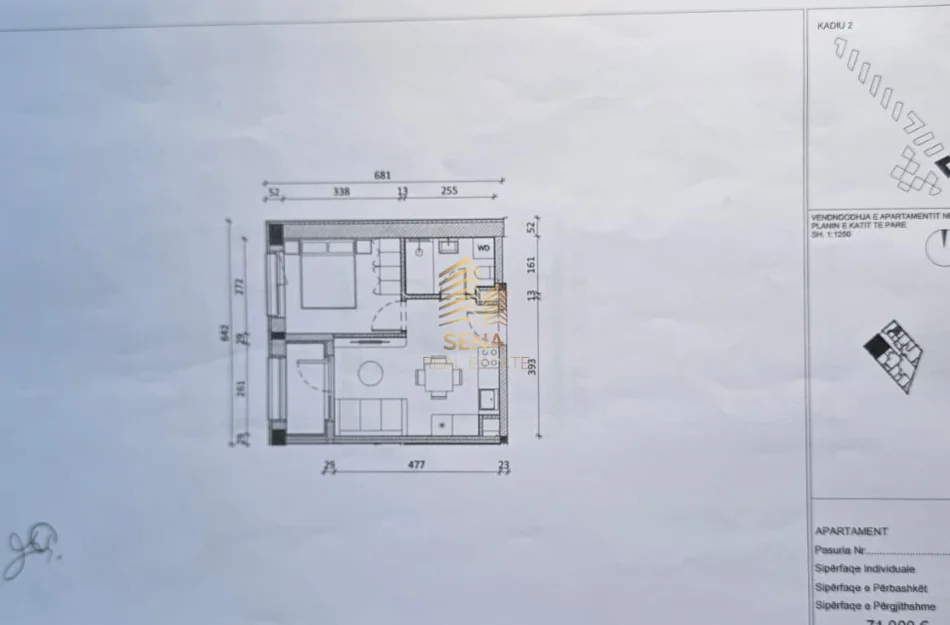 Tirane, shitet apartament 1+1+Ballkon Kati 1, 50 m² 81.000 € (Ali Demi)