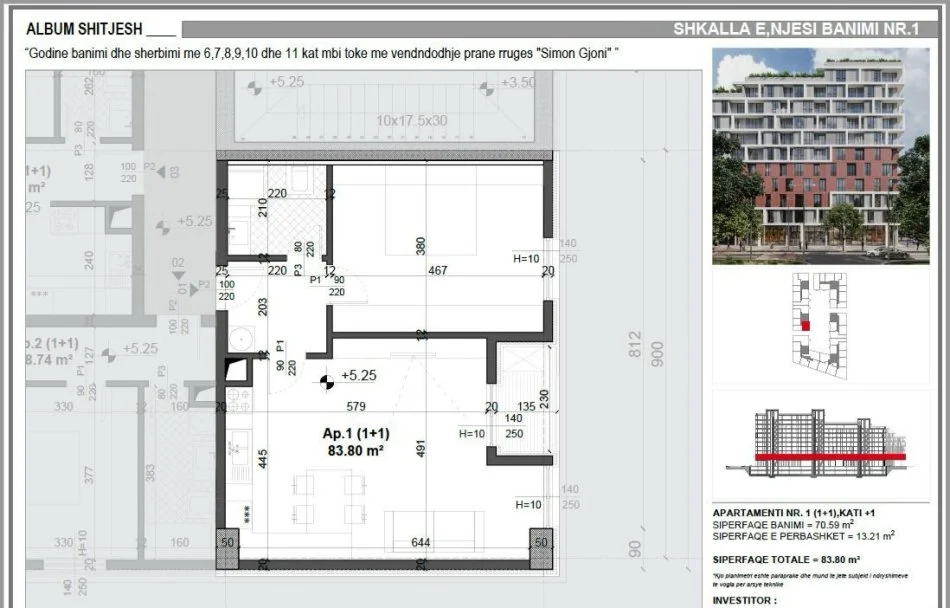 Tirane, shitet apartament 1+1+Ballkon Kati 1, 83 m² 127.700 € (FUSHA E AVIACIONIT)