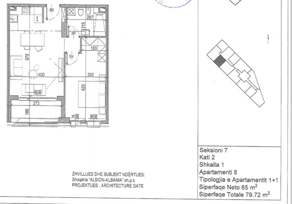 Tirane, shitet apartament 1+1+Ballkon Kati 2, 80 m² 151.500 € (FUSHA E AVIACIONIT)