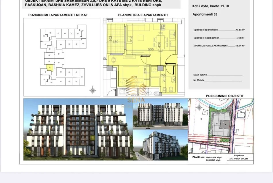 Tirane, shitet apartament 1+1+Ballkon Kati 3, 53 m² 71900 € (Paskuqan)