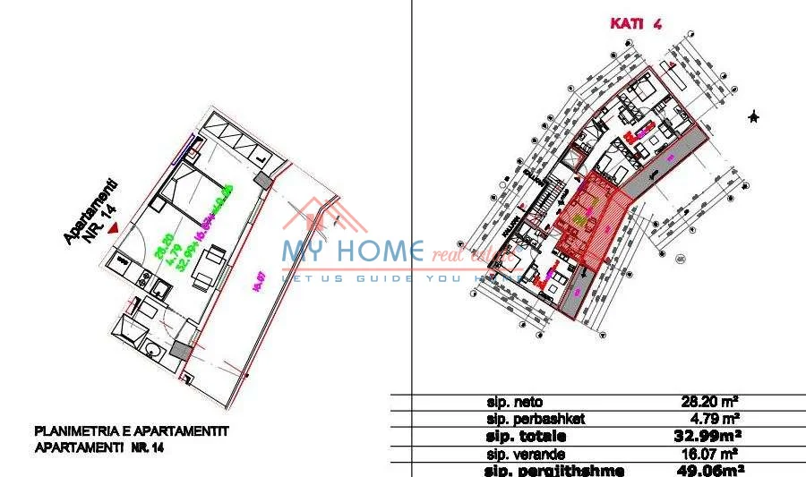 Tirane, shitet apartament 1+1+Ballkon Kati 4, 50 m² 98.000 € (Rruga Pjeter Budi)
