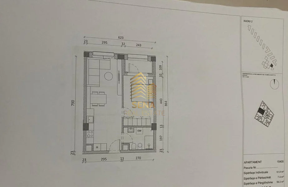 Tirane, shitet apartament 1+1+Ballkon Kati 4, 59 m² 94.700 € (Ali Demi, Rezidenca Kadiu)