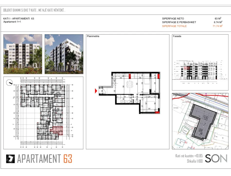 Tirane, shitet apartament 1+1+Ballkon Kati 4, 72 m² 86.088 € (Paskuqan)