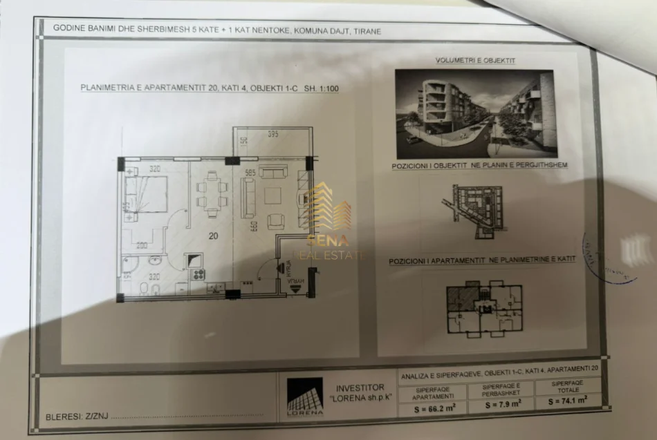 Tirane, shitet apartament 1+1+Ballkon Kati 4, 74 m² 103.750 € (Kompleksi Tom Doshi)
