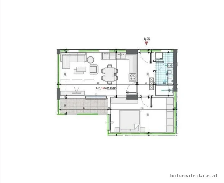 Tirane, shitet apartament 1+1+Ballkon Kati 4, 77 m² 119.000 € ([B110622])