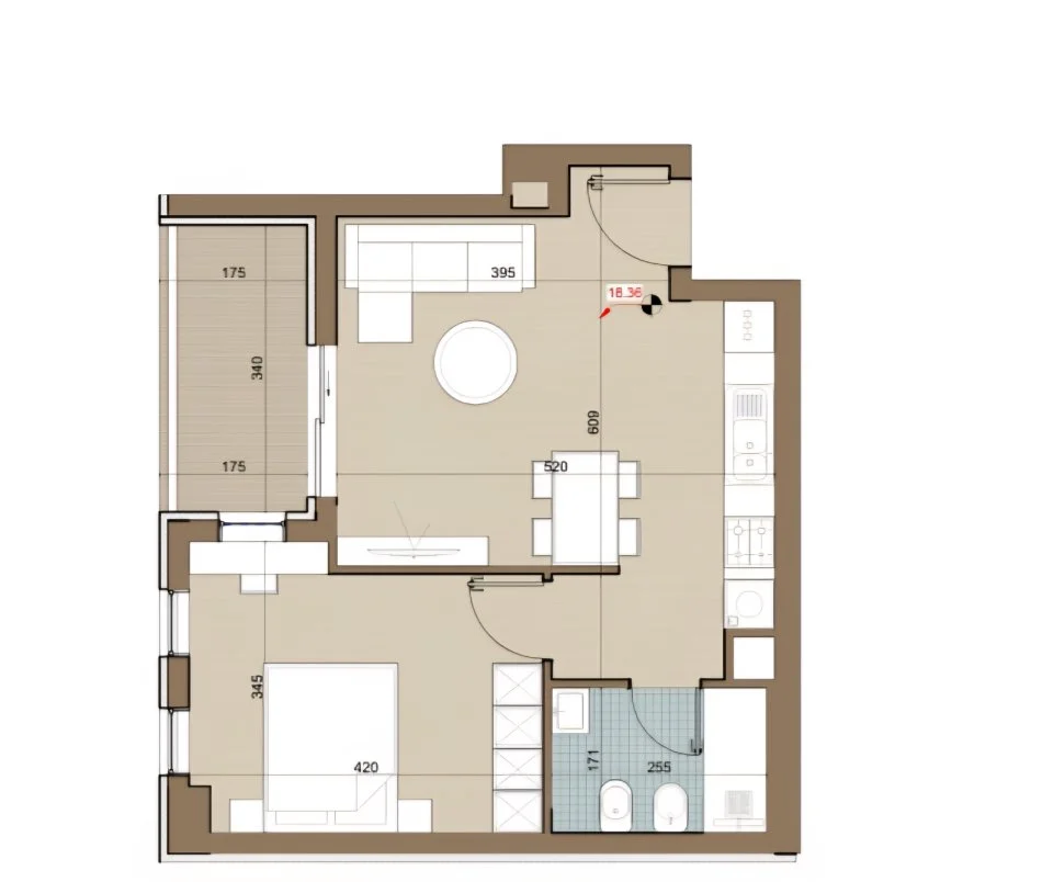 Tirane, shitet apartament 1+1+Ballkon Kati 5, 67 m² 57.000 € .APARTAMENTI NDODHET NË KAMEZ