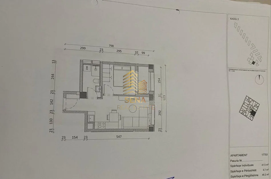 Tirane, shitet apartament 1+1+Ballkon Kati 7, 46 m² 73.900 € (Ali Demi, Rezidenca Kadiu)
