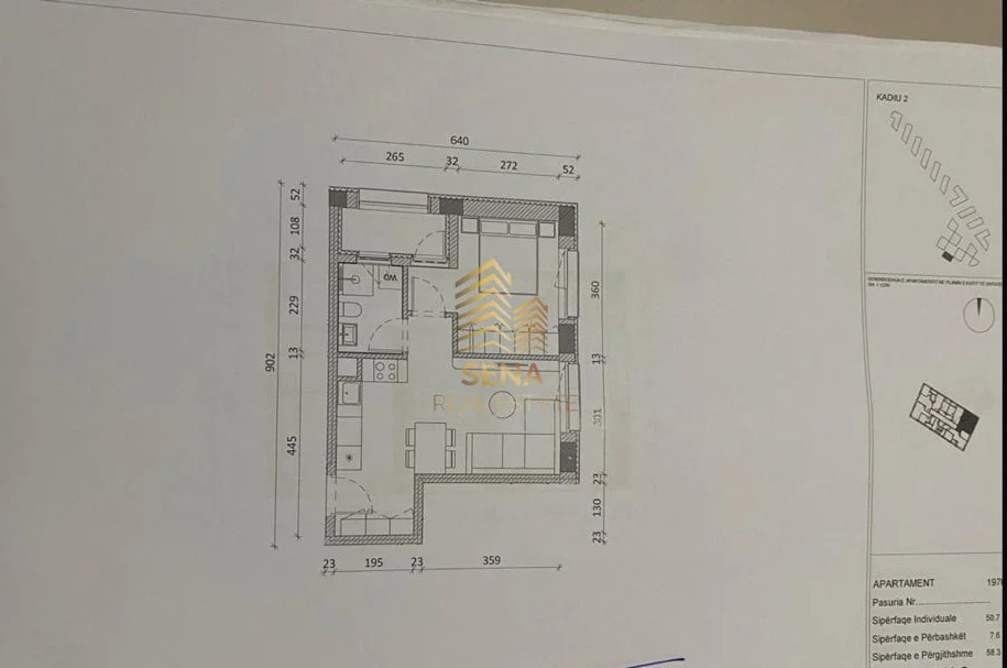 Tirane, shitet apartament 1+1+Ballkon Kati 7, 58 m² 93.300 € (Ali Demi, Rezidenca Kadiu)