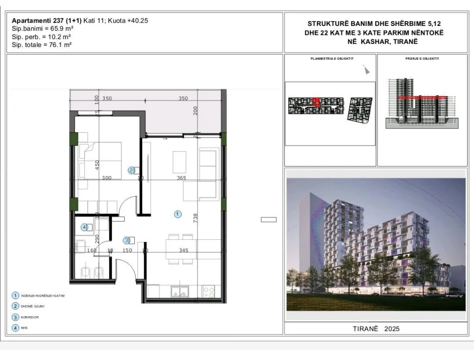 Tirane, shitet apartament 1+1 Kati 11, (Astir)