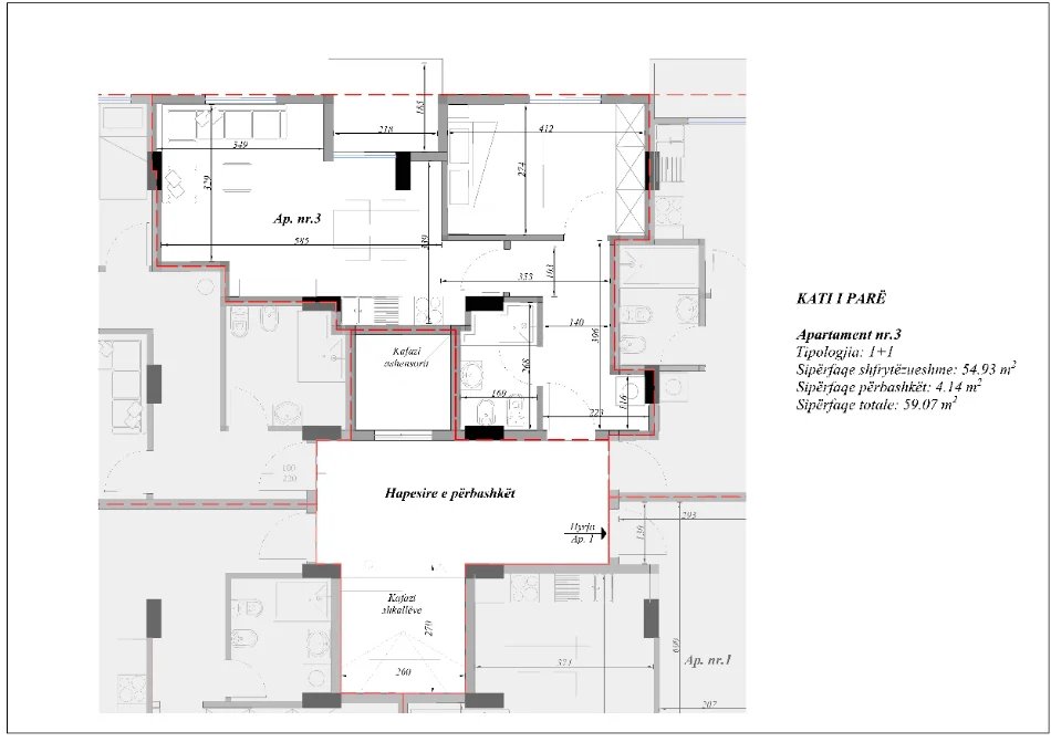 Tirane, shitet apartament 1+1 Kati 1, 59 m² (Rruga Tre Vellezerit Kondi)