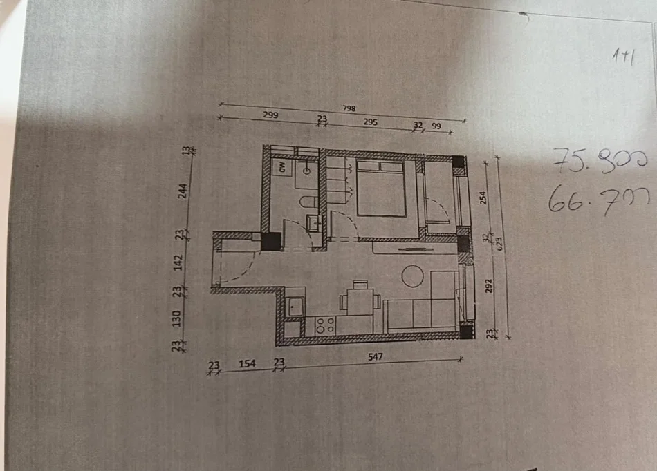 Tirane, shitet apartament 1+1 Kati 3, 46 m² 75.900 € (Rezidenca Kadiu)
