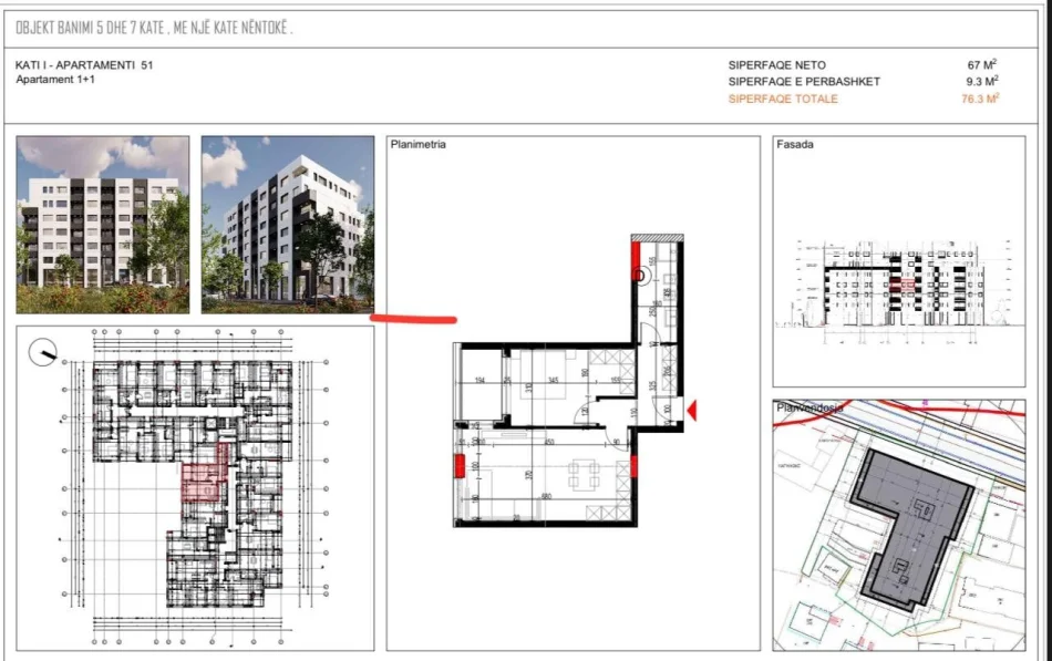 Tirane, shitet apartament 1+1 Kati 3, 76 m² 92.000 € (Platinum 2 Paskuqan)