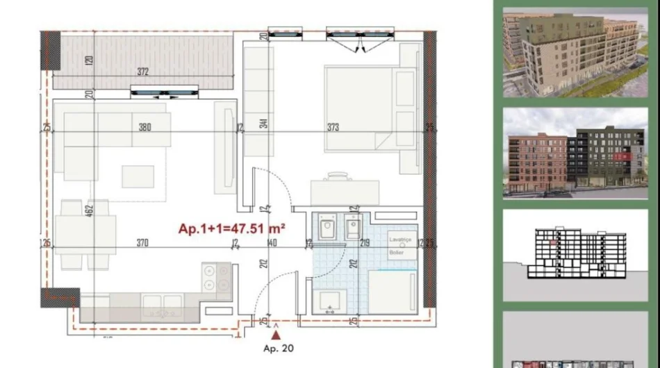Tirane, shitet apartament 1+1 Kati 4, 55 m² 66.000 € (Ringside Residences)