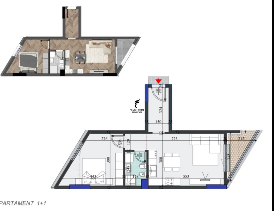Tirane, shitet apartament 1+1 Kati 4, 71 m² (LAPRAKE)