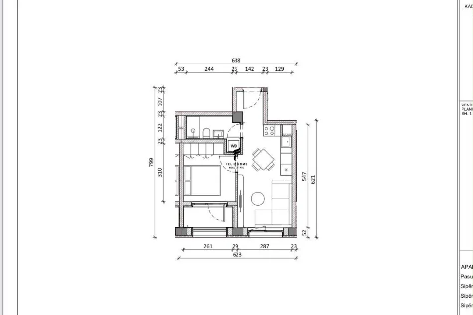 Tirane, shitet apartament 1+1 Kati 6, 46 m² 87.000 € (ALI DEMI)