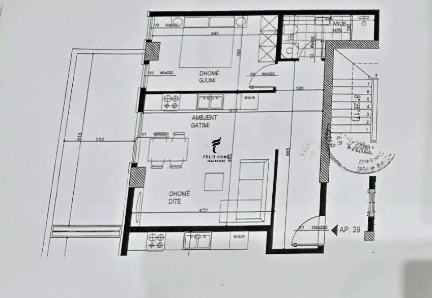 Tirane, shitet apartament 1+1 Kati 7, 82 m² 119.500 € (ISH FUSHA E AVIACIONIT)