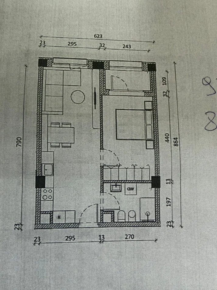 Tirane, shitet apartament 1+1 Kati 7, 97.400 € (Ali Demi)